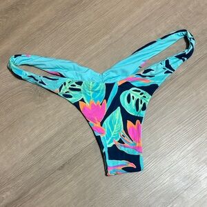 San Lorenzo Blue and Pink Floral Bikini Bottom